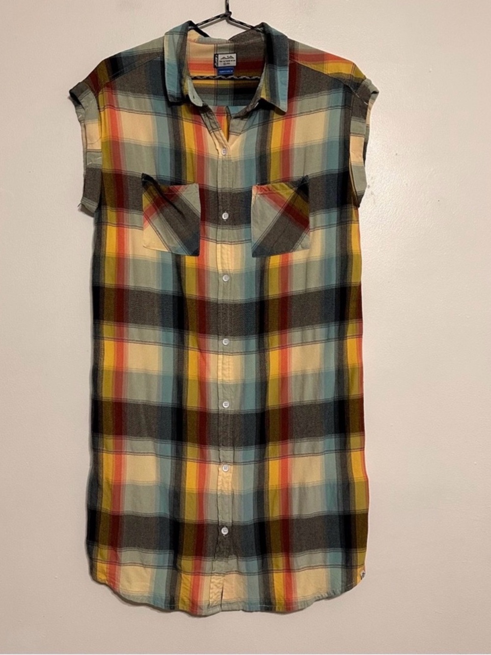 Kavu Makayla Soft Plaid Shirt Dress lightweight rayon Medium